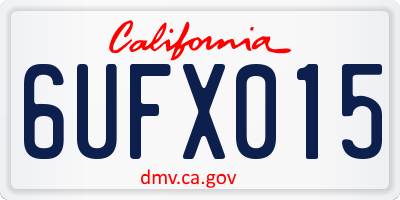 CA license plate 6UFX015