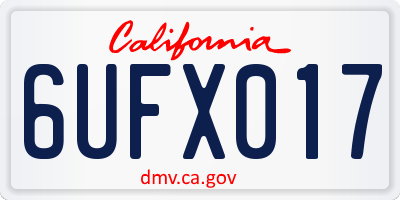 CA license plate 6UFX017