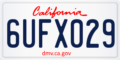 CA license plate 6UFX029