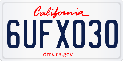 CA license plate 6UFX030