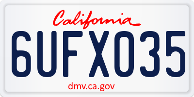 CA license plate 6UFX035