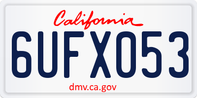 CA license plate 6UFX053