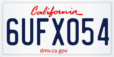 CA license plate 6UFX054
