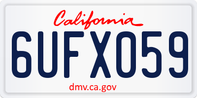 CA license plate 6UFX059