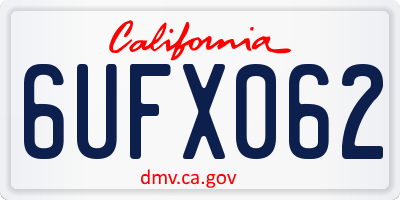 CA license plate 6UFX062
