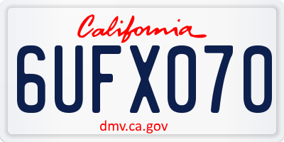 CA license plate 6UFX070