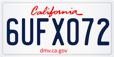 CA license plate 6UFX072