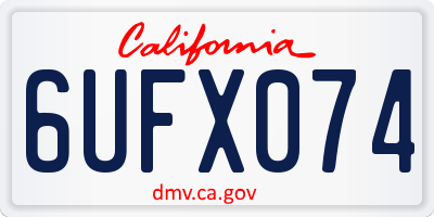 CA license plate 6UFX074