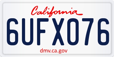 CA license plate 6UFX076