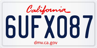 CA license plate 6UFX087