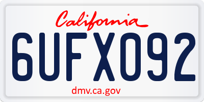 CA license plate 6UFX092