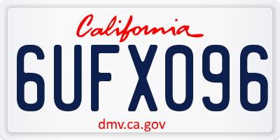 CA license plate 6UFX096