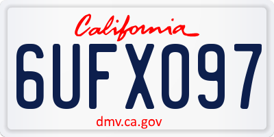CA license plate 6UFX097