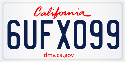 CA license plate 6UFX099