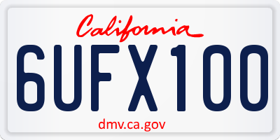 CA license plate 6UFX100