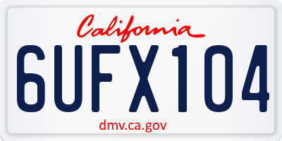 CA license plate 6UFX104