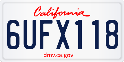 CA license plate 6UFX118