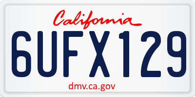 CA license plate 6UFX129