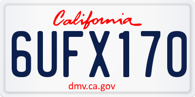CA license plate 6UFX170