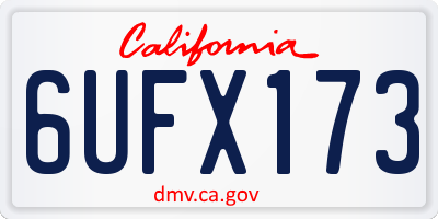 CA license plate 6UFX173