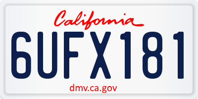 CA license plate 6UFX181