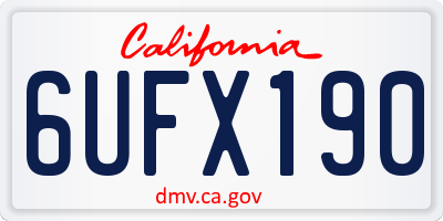 CA license plate 6UFX190