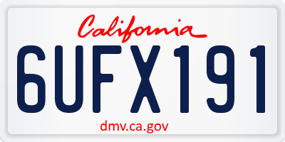 CA license plate 6UFX191