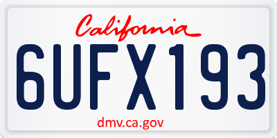 CA license plate 6UFX193