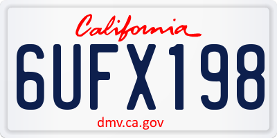 CA license plate 6UFX198