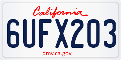 CA license plate 6UFX203