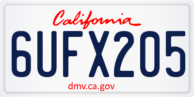 CA license plate 6UFX205