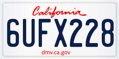 CA license plate 6UFX228