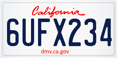 CA license plate 6UFX234