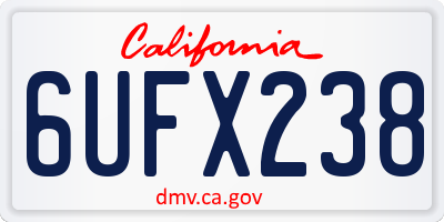 CA license plate 6UFX238
