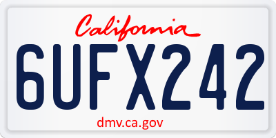 CA license plate 6UFX242