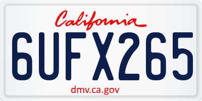 CA license plate 6UFX265