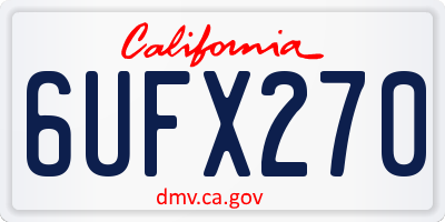 CA license plate 6UFX270