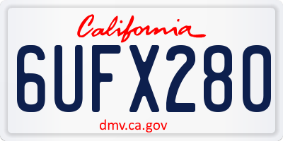 CA license plate 6UFX280