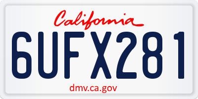CA license plate 6UFX281