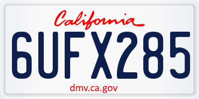 CA license plate 6UFX285