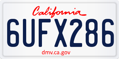 CA license plate 6UFX286