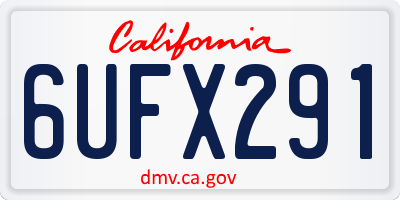 CA license plate 6UFX291