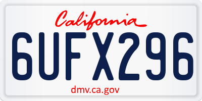 CA license plate 6UFX296
