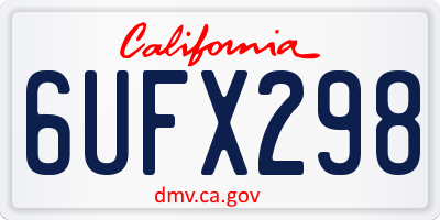 CA license plate 6UFX298