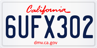 CA license plate 6UFX302