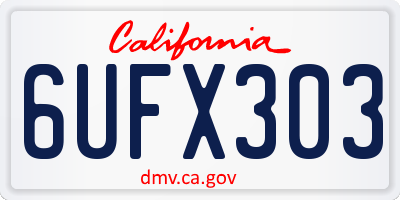 CA license plate 6UFX303