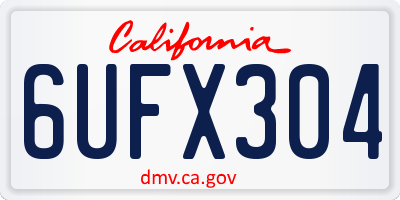 CA license plate 6UFX304