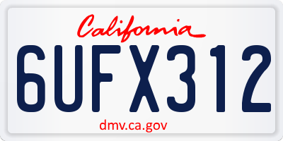 CA license plate 6UFX312