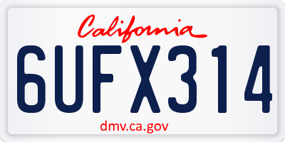 CA license plate 6UFX314