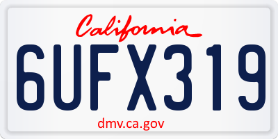 CA license plate 6UFX319
